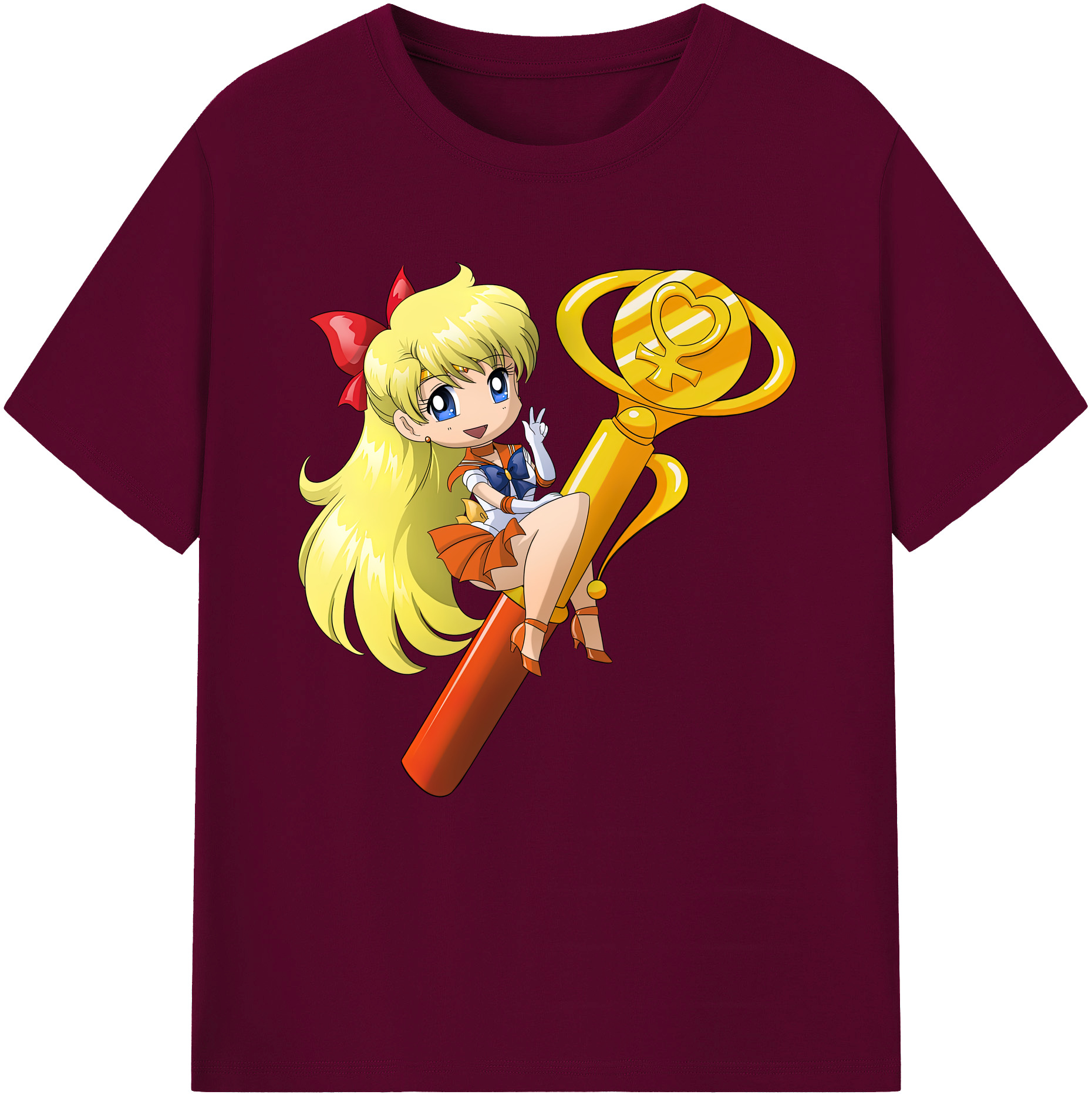 （画像用） 美少女戦士セーラームーン 愛野 美奈子 あいの みなこ Sailor Moon Aino Minako レディースカジュアルプリントTシャツ（綿100％）